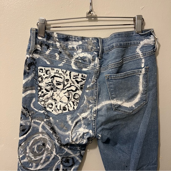 Upcycled Old Navy Super Skinny Mid Rise Jeans Women’s 10 - Picture 8 of 16